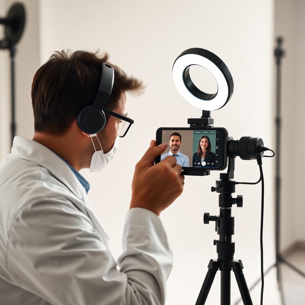 Doctor recording educational content